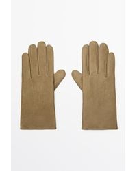 MASSIMO DUTTI - Leather And Split Suede Gloves - Lyst