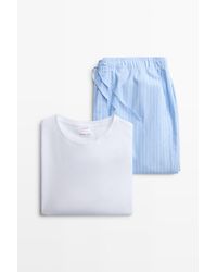 MASSIMO DUTTI - Short Sleeve Pyjama Top And Striped Pants - Lyst