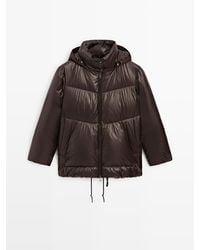 MASSIMO DUTTI - Waterafstotend Gewatteerd Jack Met Afneembare Capuchon - Lyst