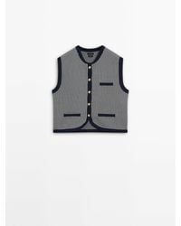 MASSIMO DUTTI - Striped Knit Vest With A Crew Neck - Lyst