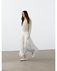 MASSIMO DUTTI - Flowing Check Midi Skirt - Lyst