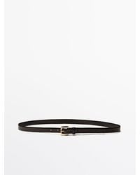 MASSIMO DUTTI - Thin Leather Belt With Round Buckle - Lyst