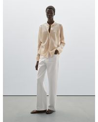 MASSIMO DUTTI - Fließendes Hemd Aus Leinen Mit Maokragen - Lyst