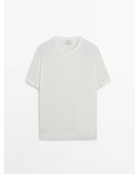 MASSIMO DUTTI - Short Sleeve Cotton And Silk Blend Sweater - Lyst