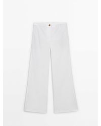 MASSIMO DUTTI - Wide-Leg Low-Rise Straight-Fit Trousers - Lyst