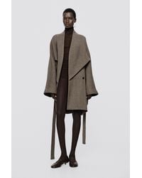 MASSIMO DUTTI - Wool Blend Belt Detail Coat - Lyst