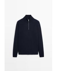 MASSIMO DUTTI - Mock Neck Knit Sweater With Zip - Lyst