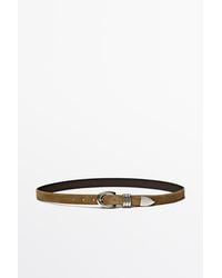 MASSIMO DUTTI - Split Suede Leather Belt With Metal Detail - Lyst