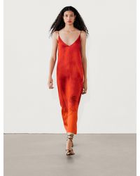 MASSIMO DUTTI - Kleid Mit Trägern Und Print Mit Farbverlauf - Rot - Xs - Lyst
