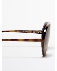 MASSIMO DUTTI - Tortoiseshell-Effect Aviator Sunglasses - Lyst