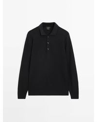 MASSIMO DUTTI - Textured Knit Polo Collar Sweater - Lyst