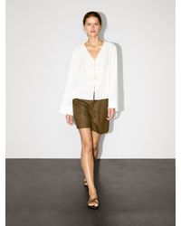 MASSIMO DUTTI - Blusa Fluida Escote Pico Con Lino - Lyst