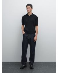 MASSIMO DUTTI - Gerippter Strickpullover Mit Polo-Kragen - Lyst