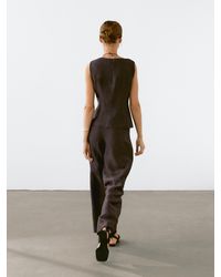 MASSIMO DUTTI - Linen Blend Round Neck Waistcoat - Lyst