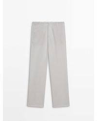 MASSIMO DUTTI - Lyocell And Cotton Blend Straight Fit Trousers - Lyst