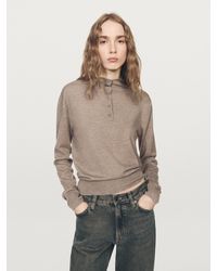 MASSIMO DUTTI - Buttoned Mock Turtleneck Knit Sweater - Lyst