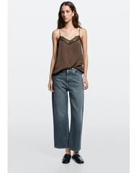 MASSIMO DUTTI - Mid-Waist Cropped Wide-Leg Jeans - Lyst