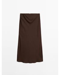 MASSIMO DUTTI - Soepelvallende Satijnen Halflange Rok - Lyst