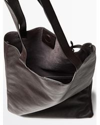 MASSIMO DUTTI - Nappa Leather Tote Bag With Clutch Detail - Lyst