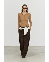 MASSIMO DUTTI - Long Sleeve Mock Neck T-Shirt - Lyst