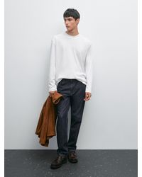 MASSIMO DUTTI - Long Sleeve Medium Weight Cotton T-Shirt - Lyst