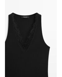MASSIMO DUTTI - V-Neck Lace Trim Top - Lyst