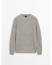 MASSIMO DUTTI - Cotton Blend Knit Sweater With Crew Neck - Lyst