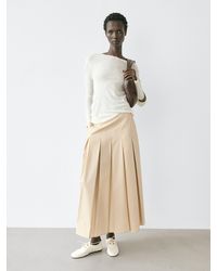 MASSIMO DUTTI - 100% Cotton Semi-Sheer T-Shirt With Collar Detail - Lyst