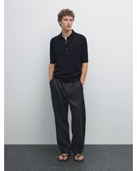 MASSIMO DUTTI - Polo En Maille À Manches Courtes - Lyst
