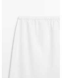 MASSIMO DUTTI - Falda Midi Goma Cintura 100% Lino - Lyst