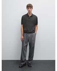 MASSIMO DUTTI - Polo En Maille De Laine Mélangée À Manches Courtes - Lyst