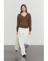 MASSIMO DUTTI - Wool Blend V-Neck Knit Sweater - Lyst