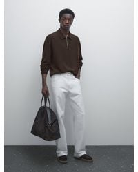 MASSIMO DUTTI - Knit Polo Sweater With Zip - Lyst