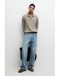 MASSIMO DUTTI - 100% Cotton Cable-Knit Polo Sweater - Lyst