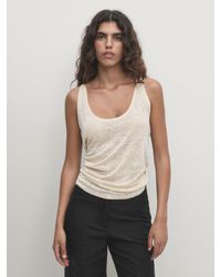 MASSIMO DUTTI - 100% Linen Sleeveless Semi-Sheer Top - Lyst