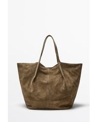 MASSIMO DUTTI - Split Suede Leather Tote Bag - Lyst