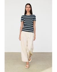 MASSIMO DUTTI - Double-Layer Striped Short Sleeve T-Shirt - Lyst