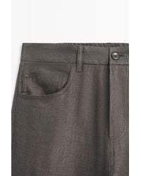 MASSIMO DUTTI - Wide-Leg Linen Denim-Effect Pants - Lyst