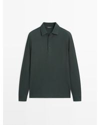 MASSIMO DUTTI - Piqué Polo Met Structuur En Lange Mouw - Lyst