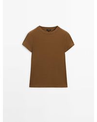 MASSIMO DUTTI - Fitted Ribbed Crew Neck T-Shirt - Lyst