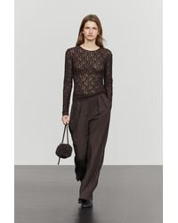 MASSIMO DUTTI - Long Sleeve Lace Detail T-Shirt - Lyst