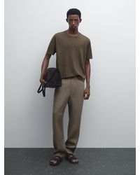 MASSIMO DUTTI - T-Shirt En Maille À Manches Courtes 100 Lin - Lyst