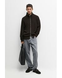 MASSIMO DUTTI - 100% Cotton Ribbed Knit Cardigan - Lyst