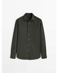 MASSIMO DUTTI - Slim Fit Striped Cotton Twill Shirt - Lyst