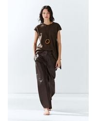 MASSIMO DUTTI - Leather Barrel Fit Pants - Lyst