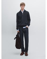 MASSIMO DUTTI - Mock Neck Knit Sweater With Zip - Lyst