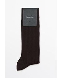 MASSIMO DUTTI - Ribbed Wool Blend Dress Socks - Lyst