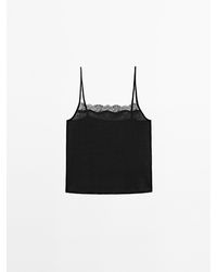 MASSIMO DUTTI - Top Met Bandjes En Kant - Lyst