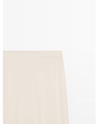 MASSIMO DUTTI - Flowing 100% Silk Midi Skirt With Seams - Lyst
