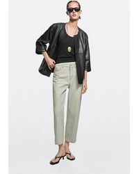 MASSIMO DUTTI - Mid-Waist Wide-Leg Cropped Jeans - Lyst